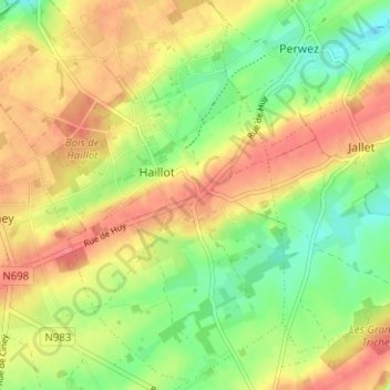 Carte topographique Matagne, altitude, relief