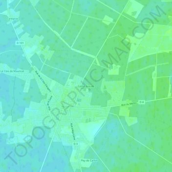 Carte topographique Cante-Alaude, altitude, relief