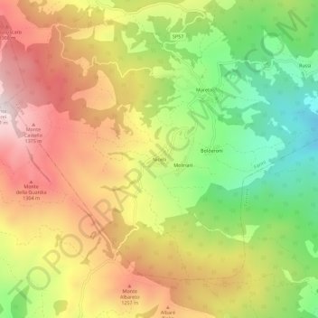 Carte topographique Nicelli, altitude, relief