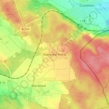 Carte topographique Mariental-Horst, altitude, relief