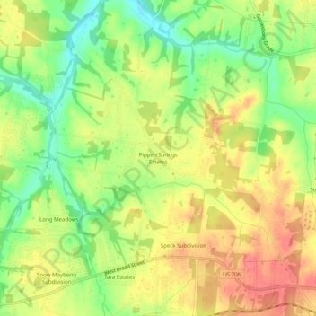 Carte topographique Pippen Springs Estates, altitude, relief