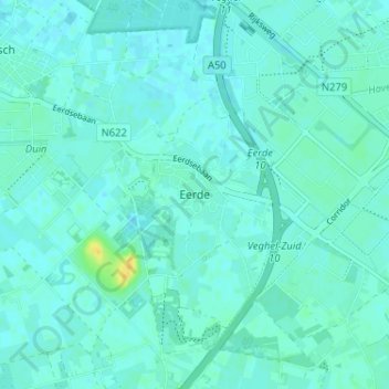 Carte topographique Eerde, altitude, relief
