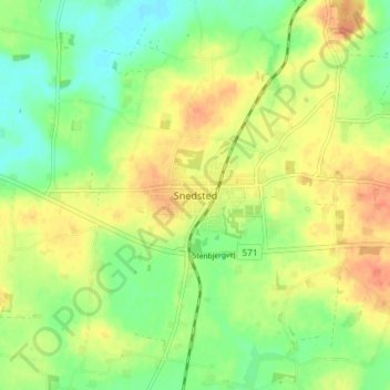 Carte topographique Snedsted, altitude, relief