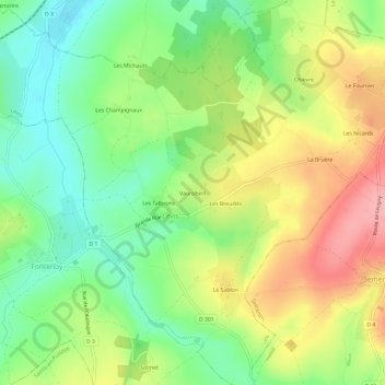 Carte topographique Vaurobert, altitude, relief