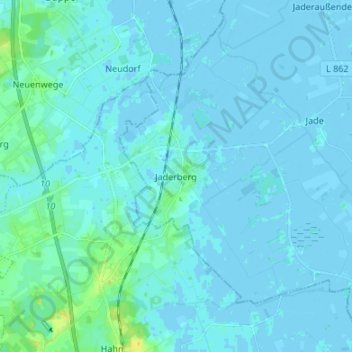 Carte topographique Jaderberg, altitude, relief