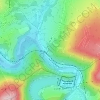 Carte topographique Roanne-Coo, altitude, relief