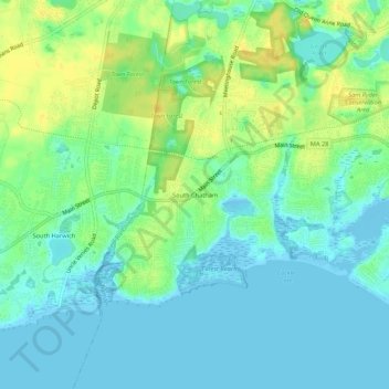 Carte topographique South Chatham, altitude, relief