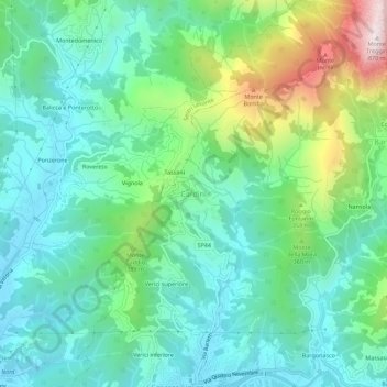 Carte topographique Cardini, altitude, relief