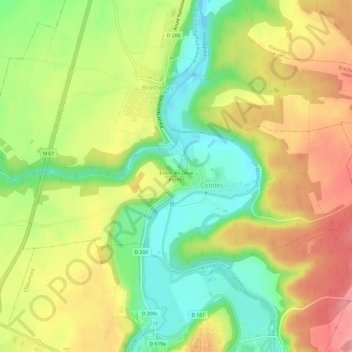 Carte topographique Entre les Deux Routes, altitude, relief