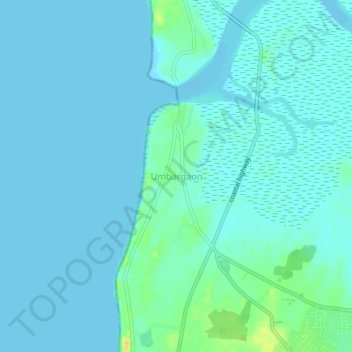 Carte topographique Umbargaon, altitude, relief
