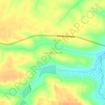 Carte topographique Córrego Fundo, altitude, relief