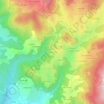 Carte topographique Le Besset Haut, altitude, relief