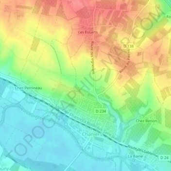 Carte topographique Champs de Bataille, altitude, relief