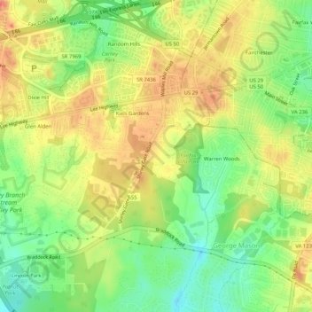 Carte topographique Shirley Gate Park, altitude, relief