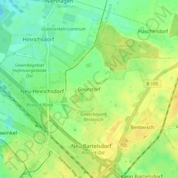 Carte topographique Goorstorf, altitude, relief
