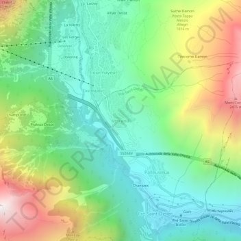 Carte topographique Verrand, altitude, relief