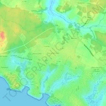 Carte topographique Maine-Bertrand, altitude, relief