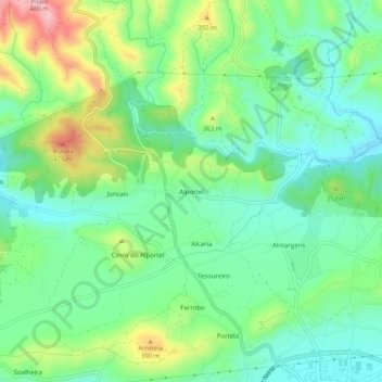 Carte topographique Alportel, altitude, relief