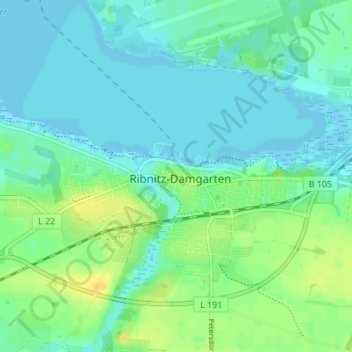 Carte topographique Ribnitz, altitude, relief