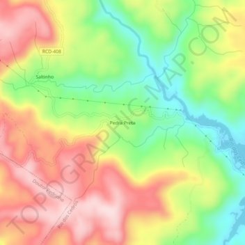 Carte topographique Pedra Preta, altitude, relief