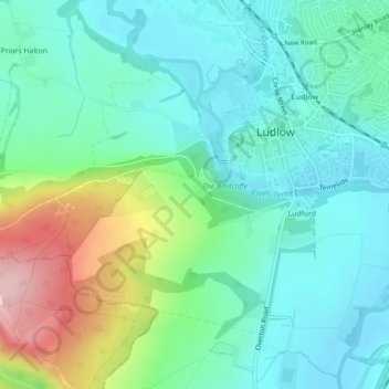 Carte topographique Whitcliffe, altitude, relief