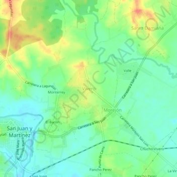 Carte topographique Vivero, altitude, relief