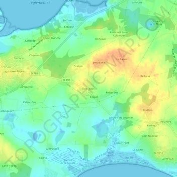 Carte topographique Kerguet, altitude, relief