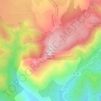 Carte topographique Mont Saint-Baudille, altitude, relief