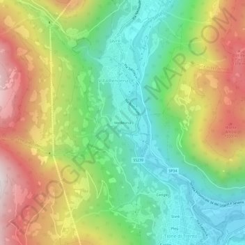 Carte topographique Verdesina, altitude, relief