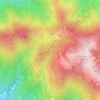 Carte topographique Taurine, altitude, relief