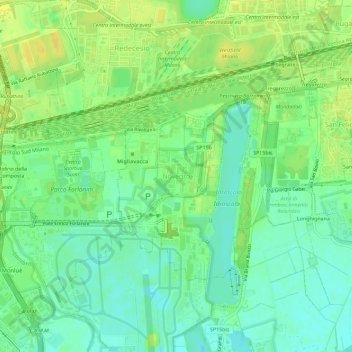 Carte topographique Novegro, altitude, relief