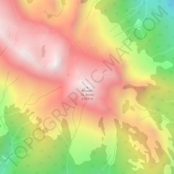 Carte topographique Mount St. Anne, altitude, relief