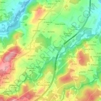 Carte topographique Cancelada, altitude, relief