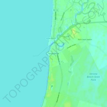 Carte topographique Verona Beach, altitude, relief