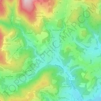 Carte topographique Le Bourg, altitude, relief