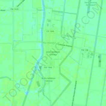 Carte topographique Jones Addition Colonia, altitude, relief