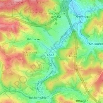 Carte topographique Wendenerhütte, altitude, relief