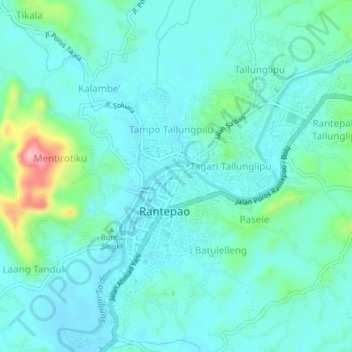 Carte topographique Malango, altitude, relief