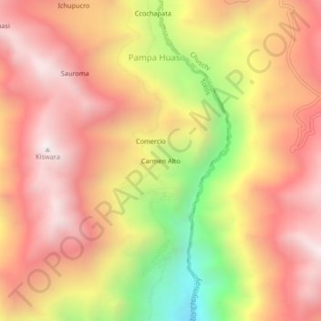 Carte topographique Carmen Alto, altitude, relief