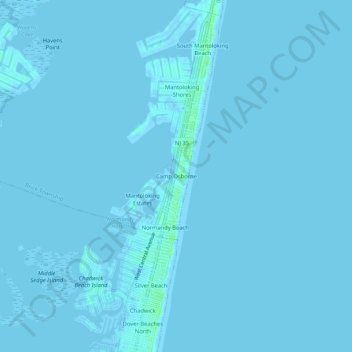 Carte topographique Camp Osborne, altitude, relief