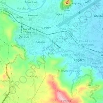 Carte topographique Em's Barrio South, altitude, relief