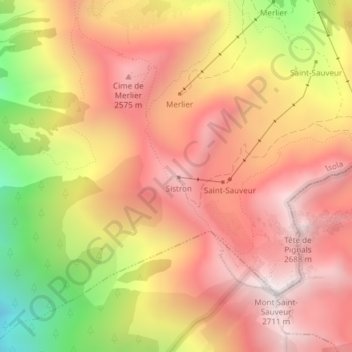 Carte topographique Cime de Sistron, altitude, relief