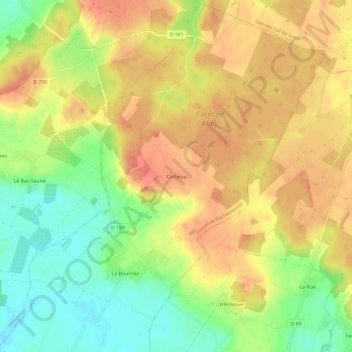 Carte topographique Corbeau, altitude, relief
