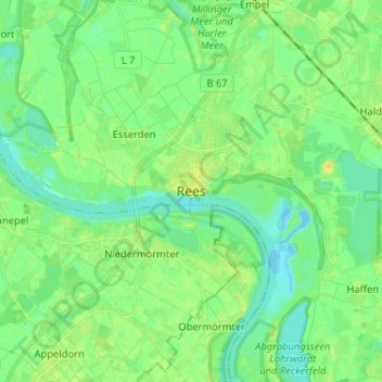 Carte topographique Rees, altitude, relief