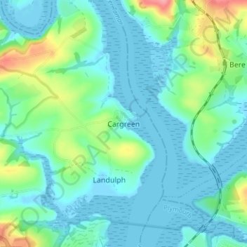 Carte topographique Cargreen, altitude, relief