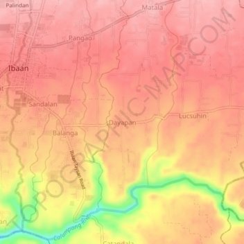 Carte topographique Dayapan, altitude, relief
