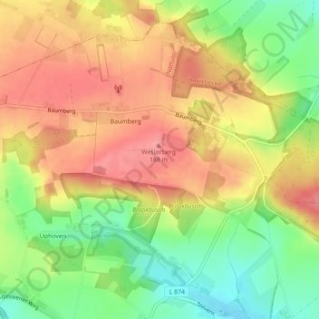Carte topographique Baumberge, altitude, relief