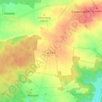 Carte topographique Wahlsdorf, altitude, relief