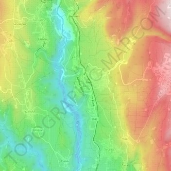 Carte topographique Taio, altitude, relief