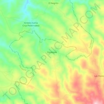 Carte topographique Zacatepec, altitude, relief